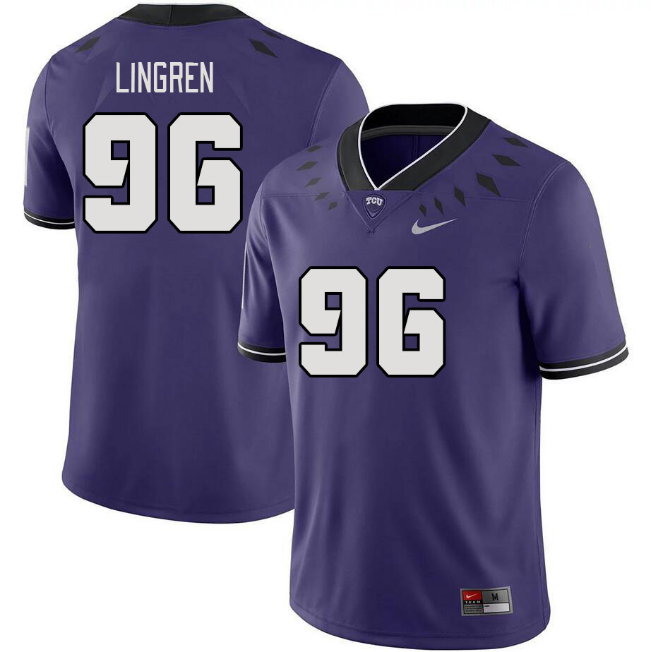 Men #96 Connor Lingren TCU Horned Frogs 2023 College Footbal Jerseys Stitched-Purple - Click Image to Close